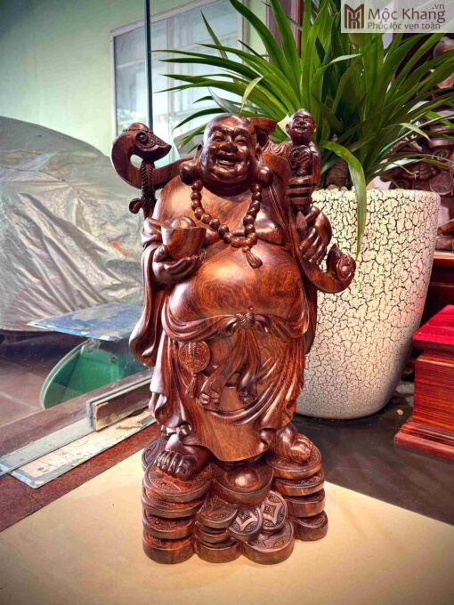 Tượng Di Lặc Nhất Phúc Gỗ Cẩm Cao 55(cm)