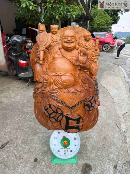 Tượng Di Lặc Nhị Phúc Gỗ Ngọc Am Cao 81(cm)