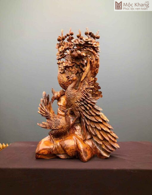 Tượng Phu Thê Viên Mãn Gỗ Sưa Đỏ Cao 62(cm)