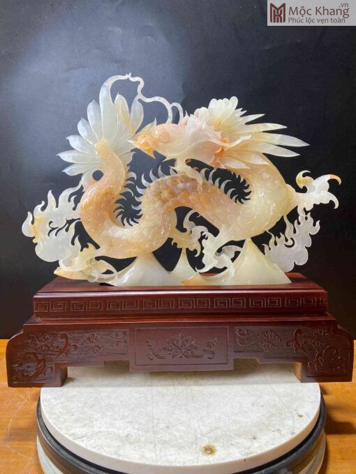 Tượng Rồng Ngọc Onyx Huyết Dài 41(cm)