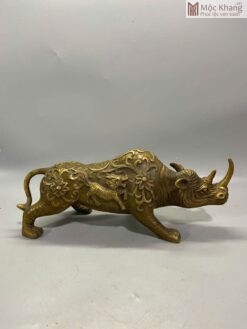 Tượng Tê Giác Đồng Cũ Dài 24(cm)