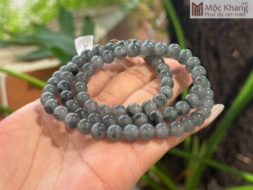 Vòng Tay Cẩm Thạch Gà Đen Hạt 7.2(mm)