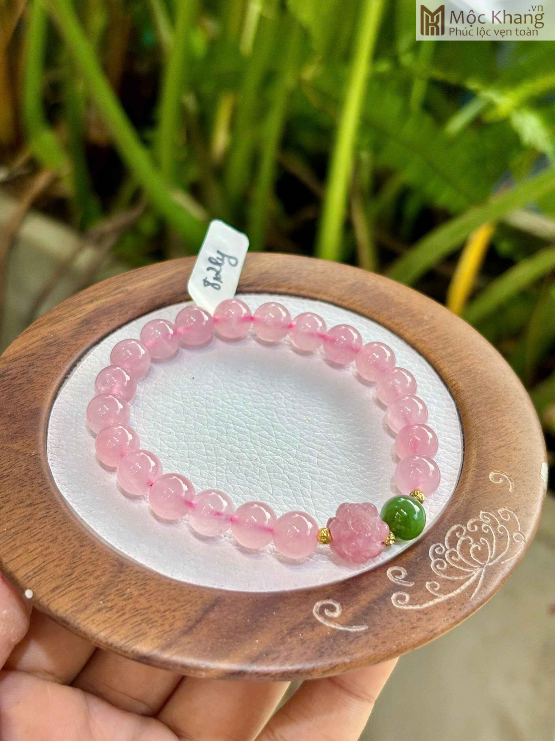 vong-thach-anh-hong-mix-charm-sen-hat-8-2mm (5) Vòng Thạch Anh Hồng Mix Charm Sen Hạt 8.2(mm)