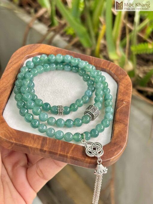 Chuỗi Lam Ngọc Nếp Băng Mix Charm Hạt 6 (mm)