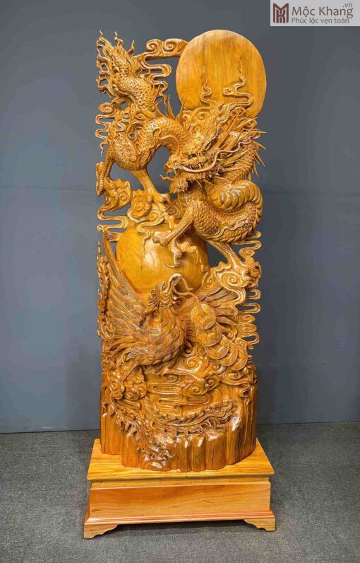 Tượng Long Phụng Gỗ Ngọc Am Cao 190 (cm)