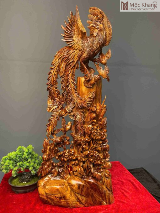 Tượng Ngũ Điểu Gỗ Sưa Cao 88 (cm)