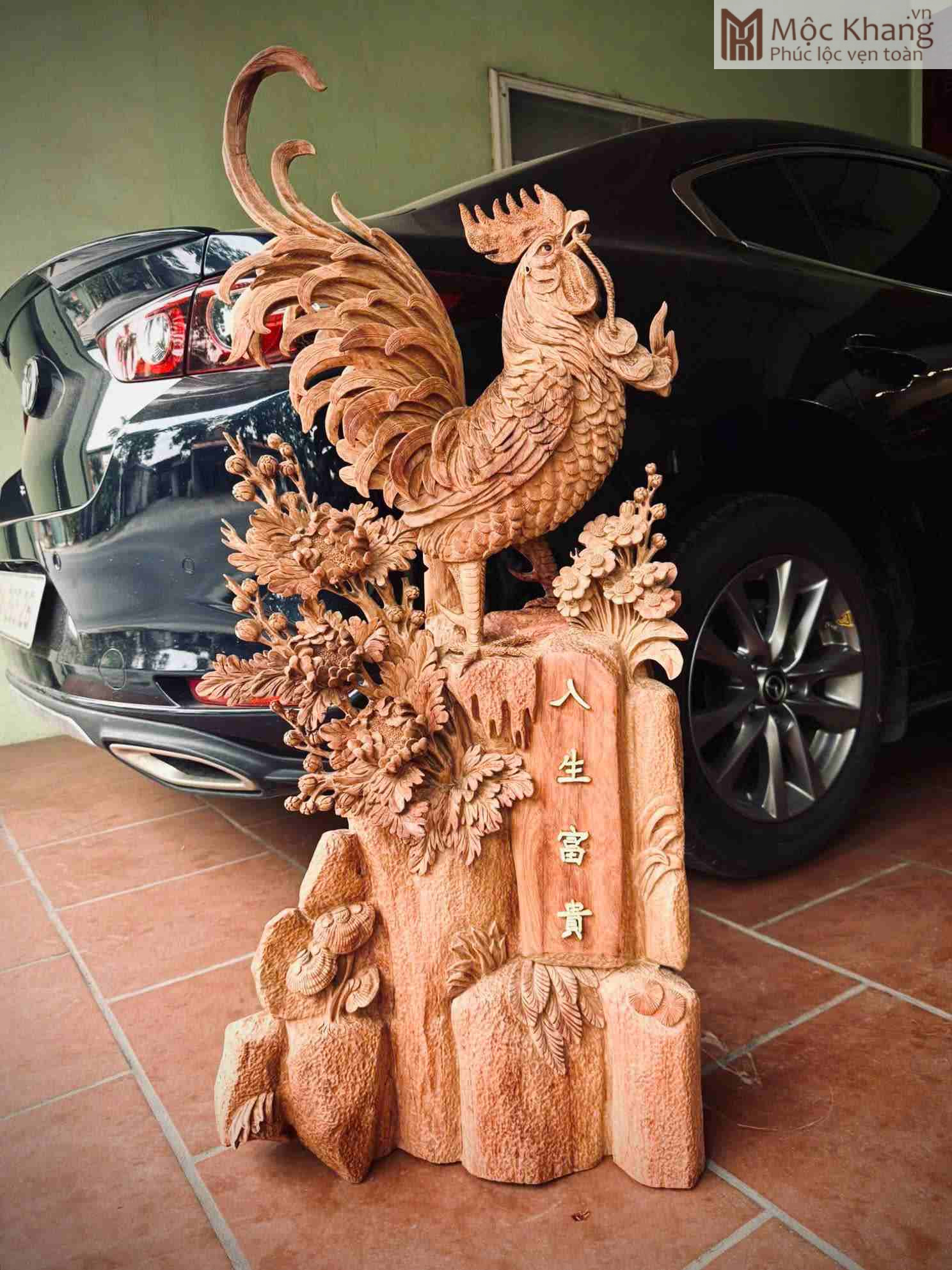 Tượng Nhất Kê Gỗ Hương Cao 107 (cm) (2) Tuong Nhat Ke Go Huong Cao 107 cm 2