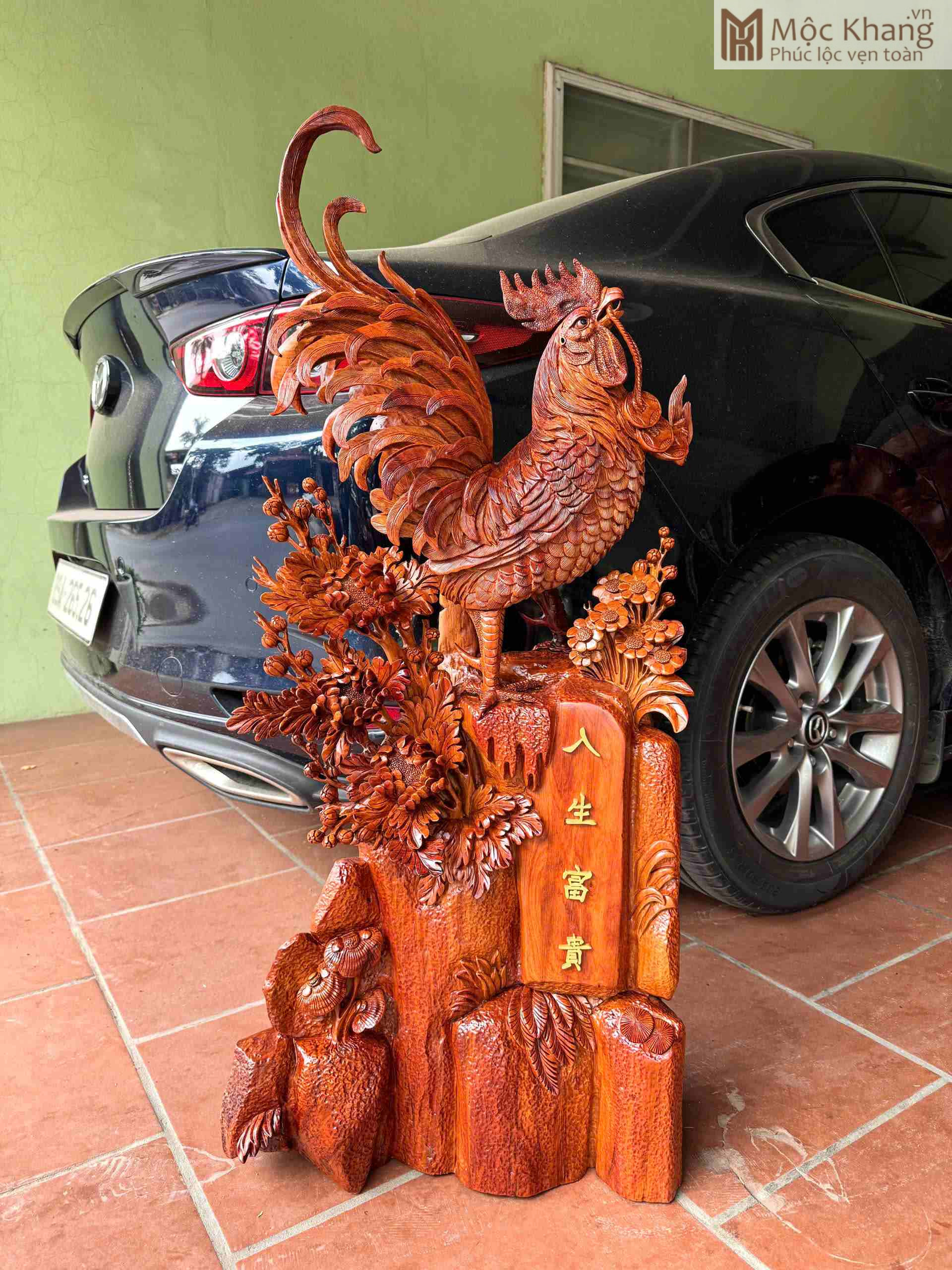 Tượng Nhất Kê Gỗ Hương Cao 107 (cm) (4) Tượng Nhất Kê Gỗ Hương Cao 107 (cm)
