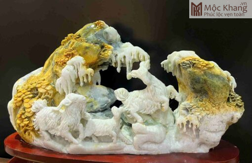Tượng Tam Dương Ngọc Serpentine Cao 43 (cm)