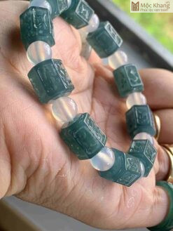 Vòng Tay Lục Tự Cẩm Thạch Hạt 12,9 (mm)