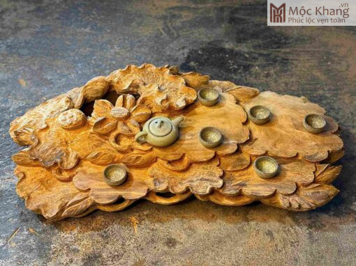 Bàn Trà Sen Gỗ Ngọc Am Ngang 94(cm)