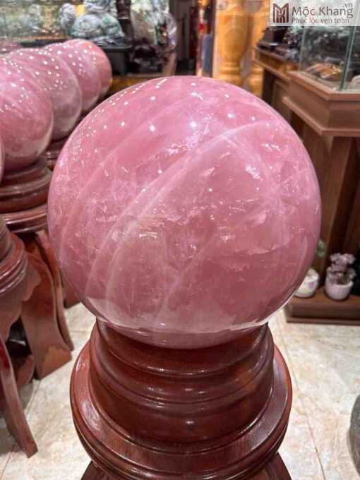 Bi Cầu Thạch Anh Hồng Đường Kính 33(cm)
