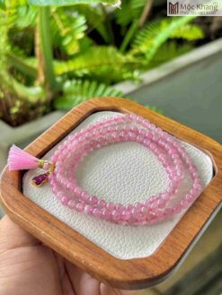 Chuỗi Thạch Anh Hồng Mix Charm Hạt 4.5(mm)