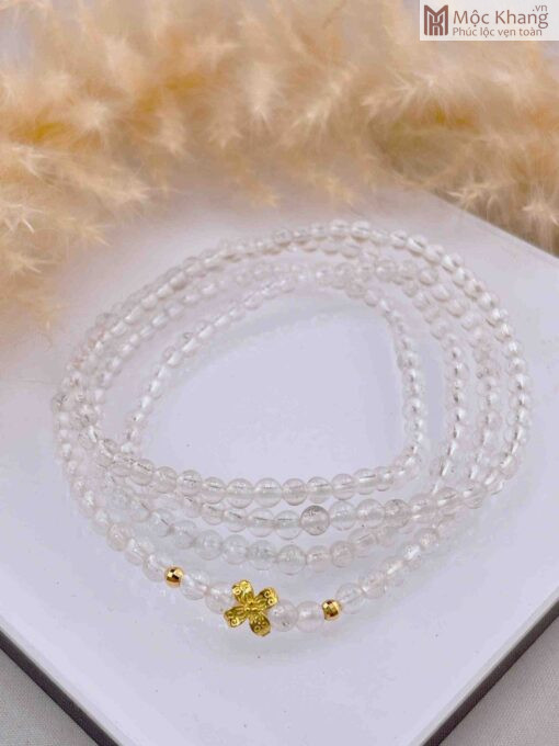Chuỗi Thạch Anh Trắng Mix Charm Hạt 3(mm)