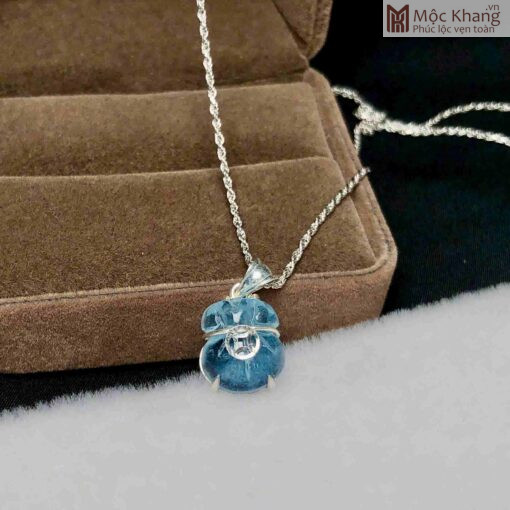 Mặt Dây Túi Tiền Đá Aquamarine