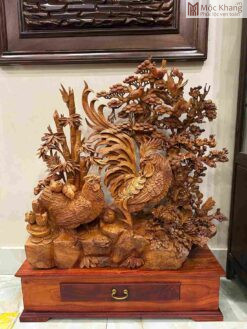 Tác Phẩm Toàn Gia Phúc Gỗ Hương Cao 92(cm)