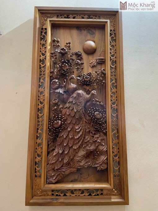 Tranh Phu Thê Gỗ Bách Xanh Cao 120(cm)
