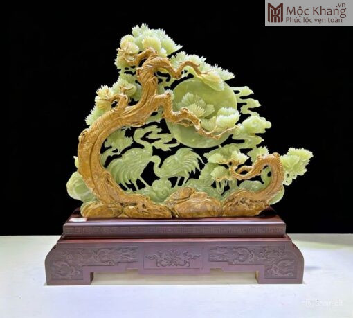 Tùng Hạc Diên Niên Ngọc Onyx Xanh Ngang 55(cm)