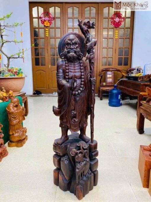 Tượng Đạt Ma Gỗ Trắc Cao 105(cm)