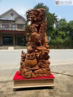Tượng Gia Đình Gà Tứ Quý Gỗ Ngọc Am Cao 160(cm)