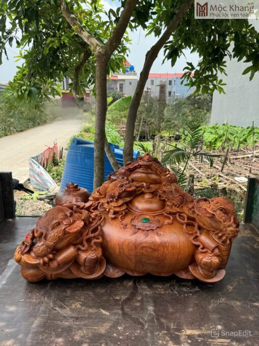 Tượng Ngũ Cóc Trấn Chum Tiền Ngang 120(cm)