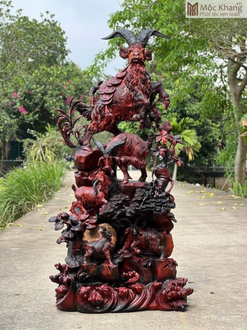 Tượng Ngũ Dương Khai Thái Gỗ Trắc Cao 116(cm)
