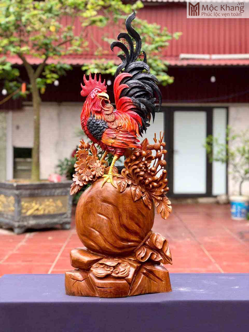 tuong-nhat-ke-go-ngoc-am-cao-101cm (4) Tượng Nhất Kê Gỗ Ngọc Am Cao 101(cm)