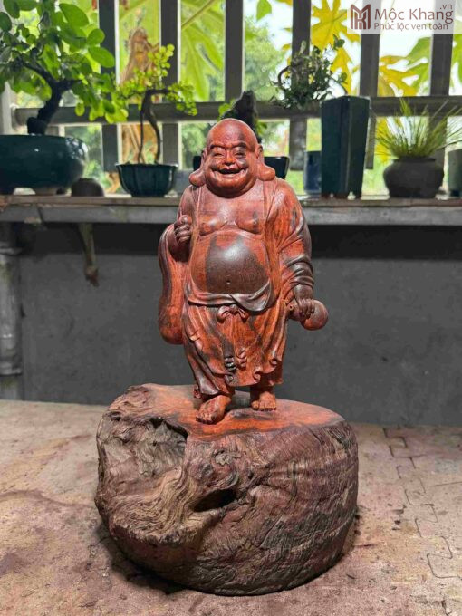 Tượng Phật Di Lặc Gỗ Chun Sụn Hương Cao 35(cm)