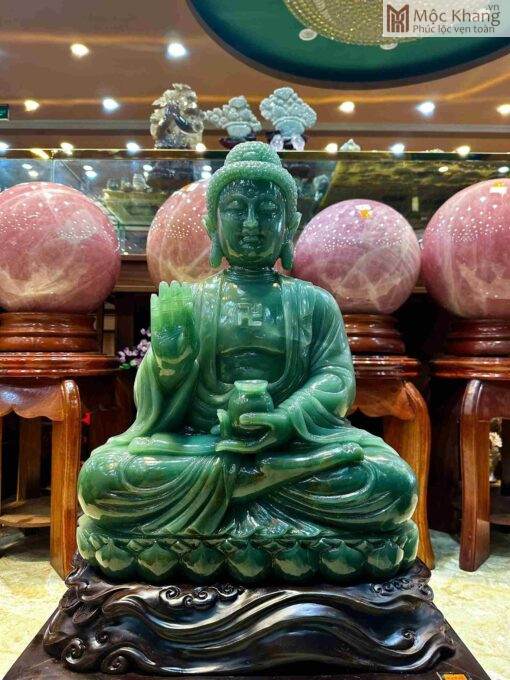 Tượng Phật Dược Sư Thạch Anh Xanh Cao 55(cm)