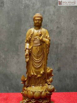 Tượng Phật Liên Hoa Gỗ Bách Xanh Cao 20(cm)