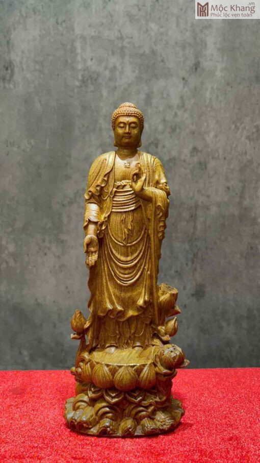 Tượng Phật Liên Hoa Gỗ Bách Xanh Cao 20(cm)