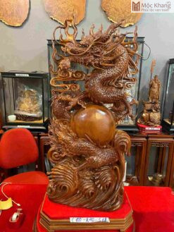 Tượng Rồng Gỗ Ngọc Am Cao 100(cm)