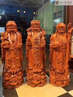 Tượng Tam Đa Phúc Lộc Thọ Gỗ Hương Cao 98(cm)