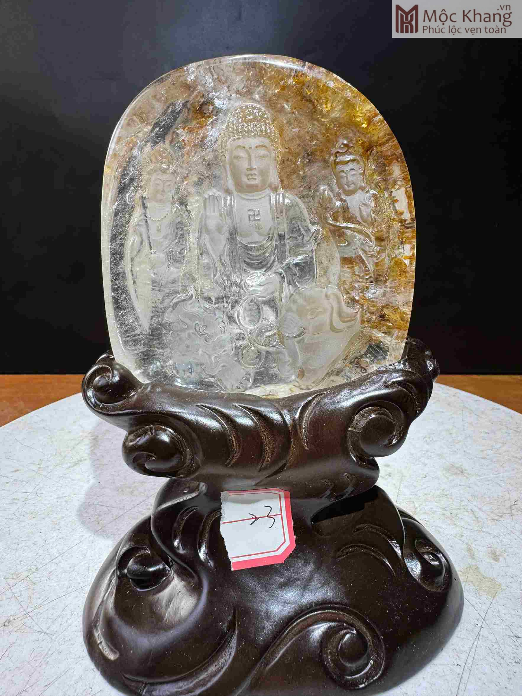 tuong-tay-phuong-tam-thanh-da-thach-anh (2) Tượng Tây Phương Tam Thánh Đá Thạch Anh Cao 10.5(cm)