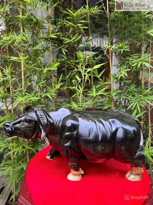 Tượng Trâu Gỗ Mun Ngang 41(cm)