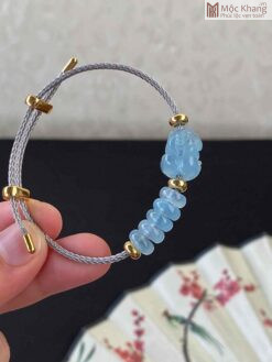 Vòng Cáp Đá Aqua Tỳ Hưu Mix Ngũ Điếu