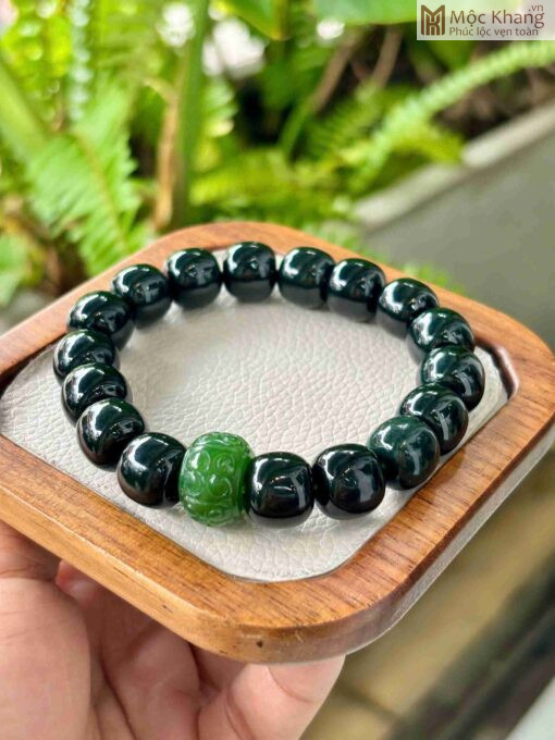 Vòng Ngọc Hòa Điền Mix Lu Ngọc Bích Hạt 12(mm)