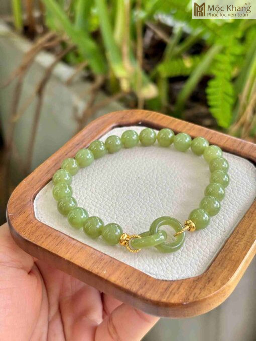 Vòng Ngọc Hòa Điền Mix Xuyến Đồng Tâm Hạt 8(mm)