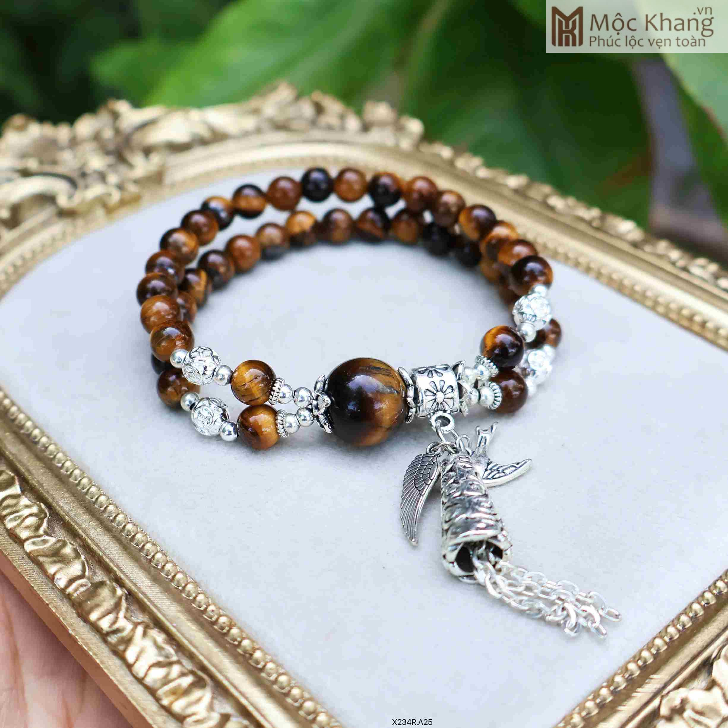 vong-tay-mat-ho-mix-charm-bac-hat-6mm (2) Vòng Tay Mắt Hổ Mix Charm Bạc Hạt 6(mm)