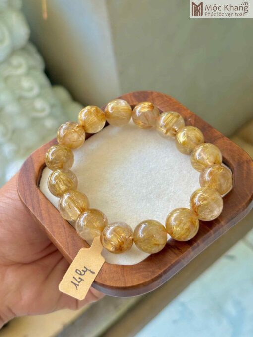 Vòng Thạch Anh Tóc Vàng Hạt 14(mm)