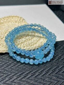 Chuỗi Aquamarine Mix Charm Hoa Sen Hạt 5,8 (mm)