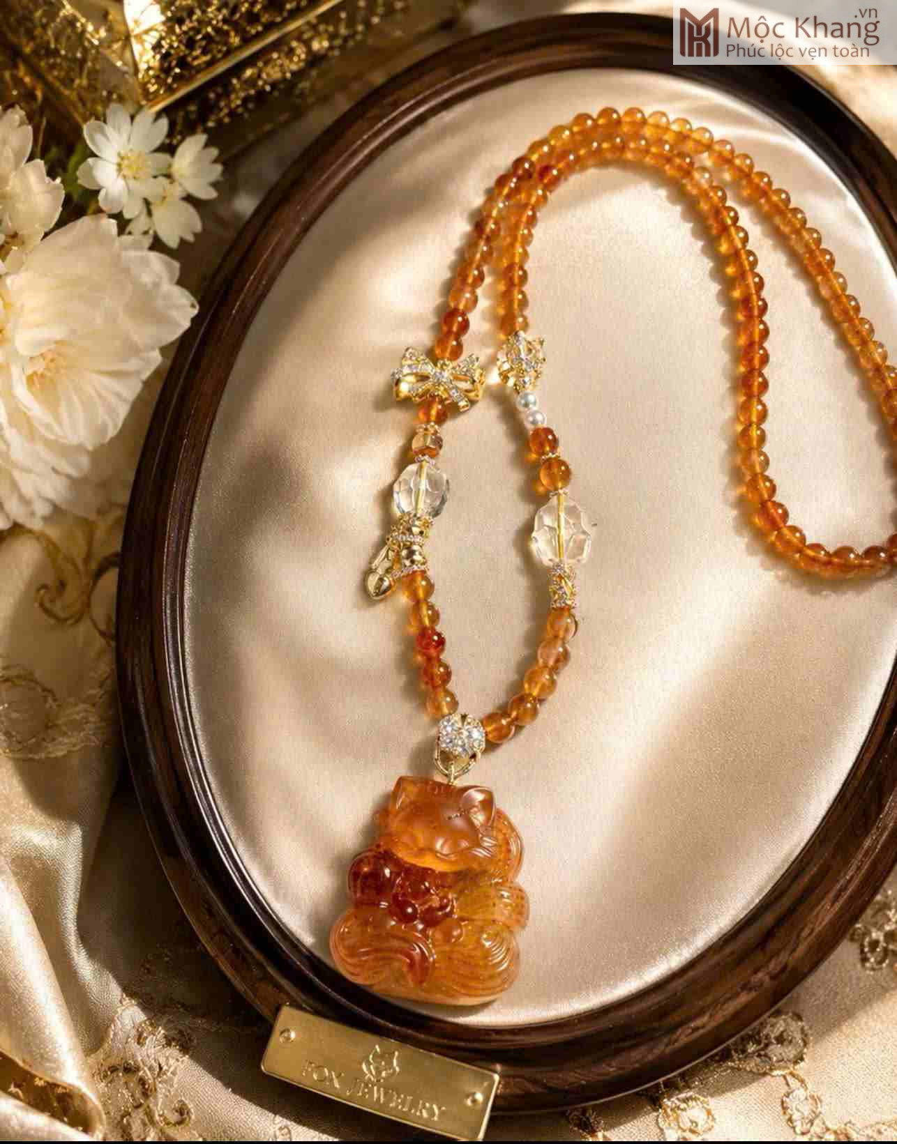 Mặt Dây Hồ Ly Thạch Anh Hoa Keo Đỏ (2)_2 Vòng Cổ Hồ Ly Thạch Anh Hoa Keo Đỏ