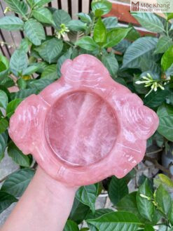 Nghiên Hoa Như Ý Thạch Anh Hồng Cao 18 (cm)