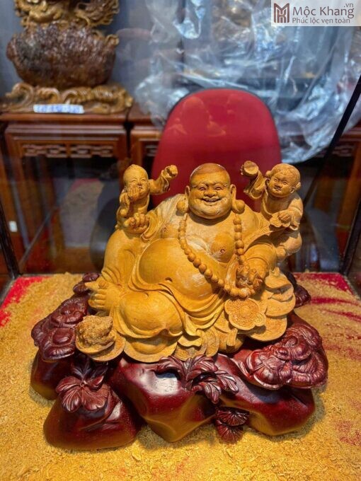 Tượng Di Lặc Gỗ Hoàng Đàn Cao 15 (cm)