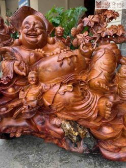 Tượng Di Lặc Ngũ Phúc Gỗ Hương Cao 75 (cm)