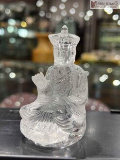 Tượng Địa Tạng Vương Bồ Tát Thạch Anh Trắng Cao 8 (cm)