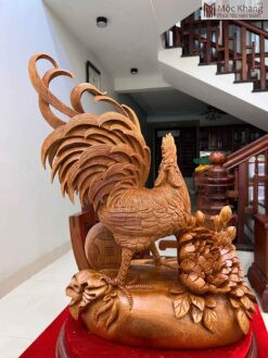 Tượng Gà Trống Gỗ Ngọc Am Cao 56 (cm)