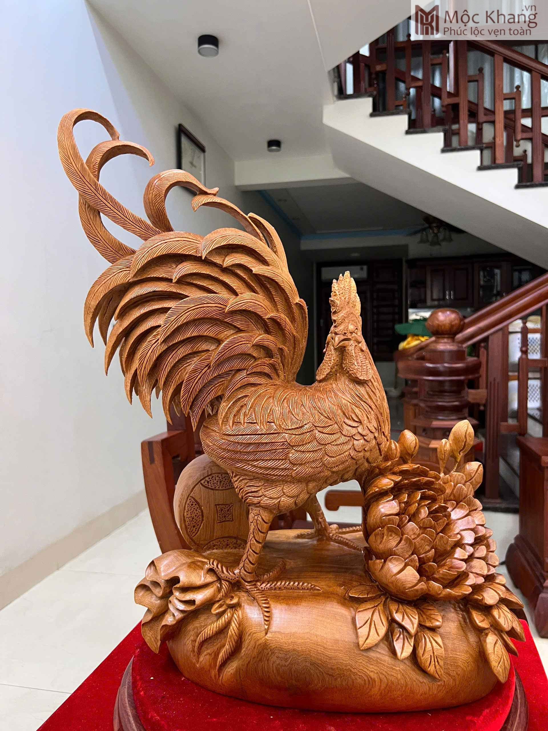 Tượng Gà Trống Gỗ Ngọc Am Cao 56 (cm) (1)_1 Tượng Gà Trống Gỗ Ngọc Am Cao 56 (cm)