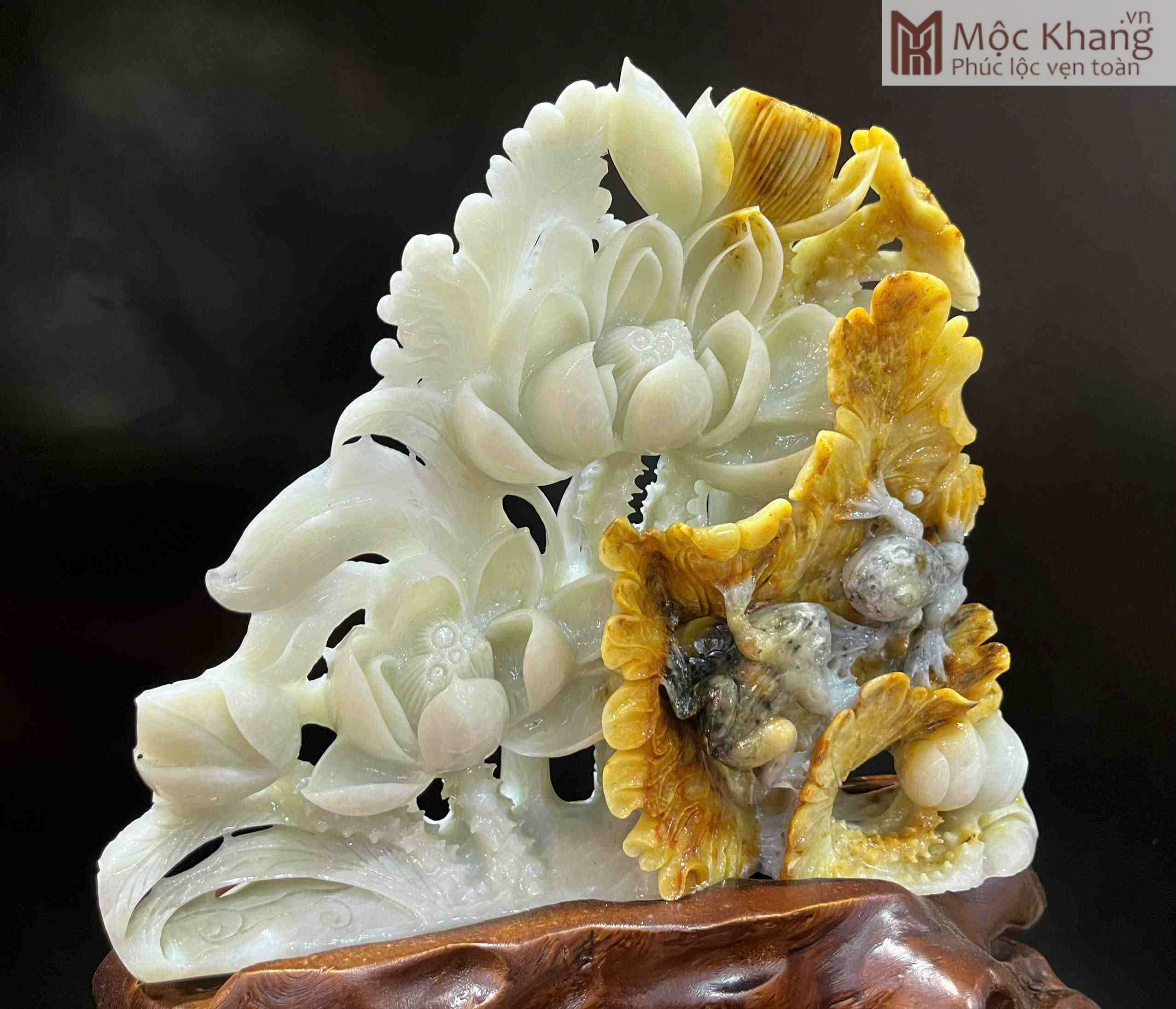 Tượng Hoa Sen Phú Quý Ngọc Serpentine Cao 30 (cm) (3) Tuong Hoa Sen Phu Quy Ngoc Serpentine Cao 30 cm 3