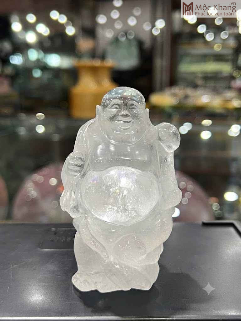 Tượng Phật Di Lặc Thạch Anh Trắng Cao 9 (cm) (4) Tượng Phật Di Lặc Thạch Anh Trắng Cao 9 (cm)